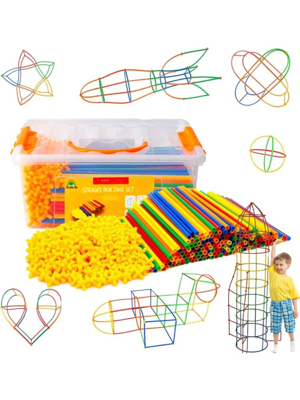 Colorful 800 pcs STEM Building Toys - Interlocking Plastic Blocks for Kids - Fun